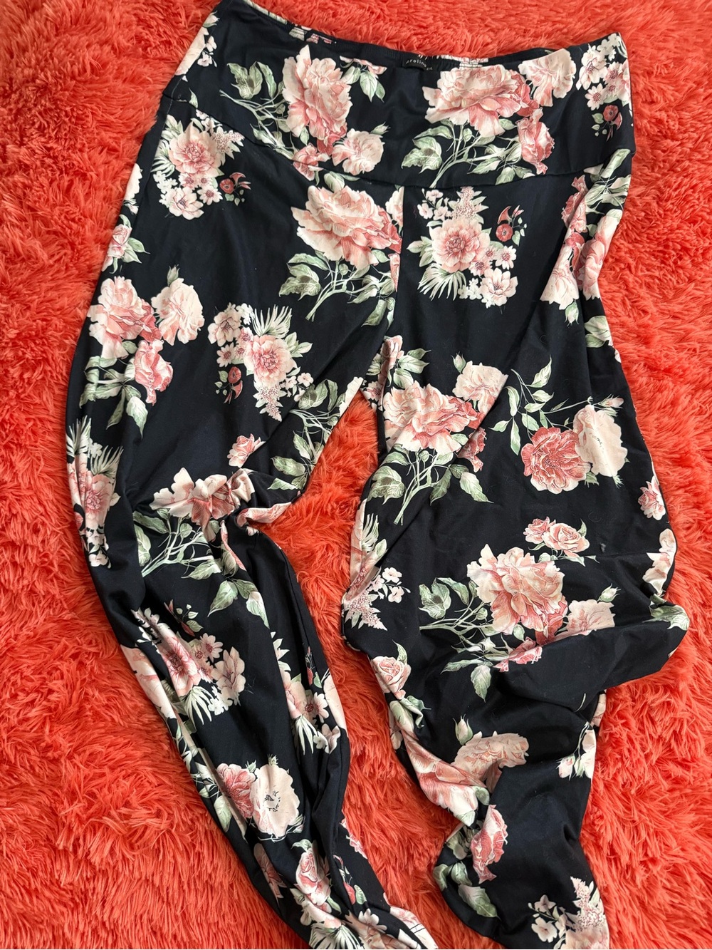 Women's Black Floral Boot Cut Pants - Soft Stretch Flare